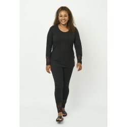 Pont Neuf - Irene Bluse med blonde kant - Sort