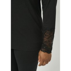 Pont Neuf - Irene Bluse med blonde kant - Sort