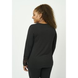 Pont Neuf - Irene Bluse med blonde kant - Sort