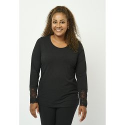 Pont Neuf - Irene Bluse med blonde kant - Sort