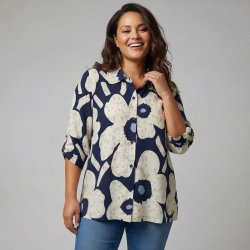 Pont Neuf - Minna Blomster Skjorte - Navy