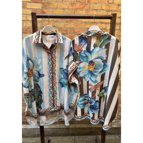 Oversize Skjorte - Brun / Bl� 