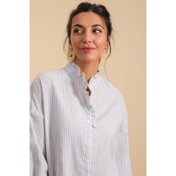 Bomuldsskjorte - Stribet skjorte - Blomstkde