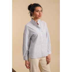 Bomuldsskjorte - Stribet skjorte - Blomstkde