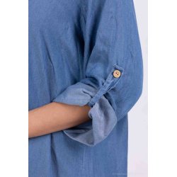 Gennmenknappet Denim Kjole - One size