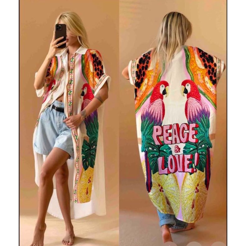Oversize Skjortekjole - Peace and Love