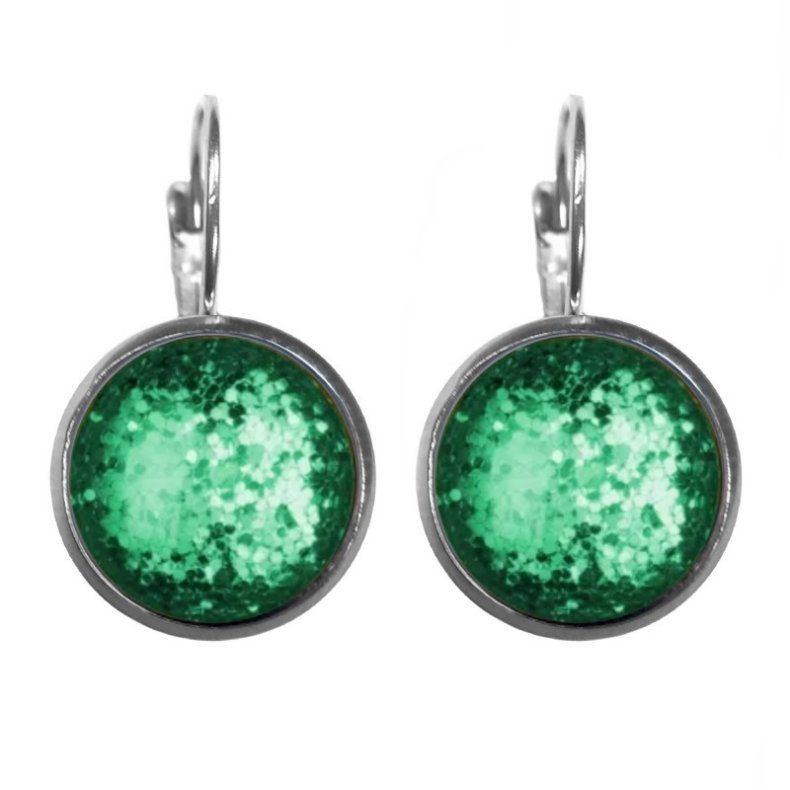 UrbanHippies - reringe  Dots - Emerald Glitter / Slv