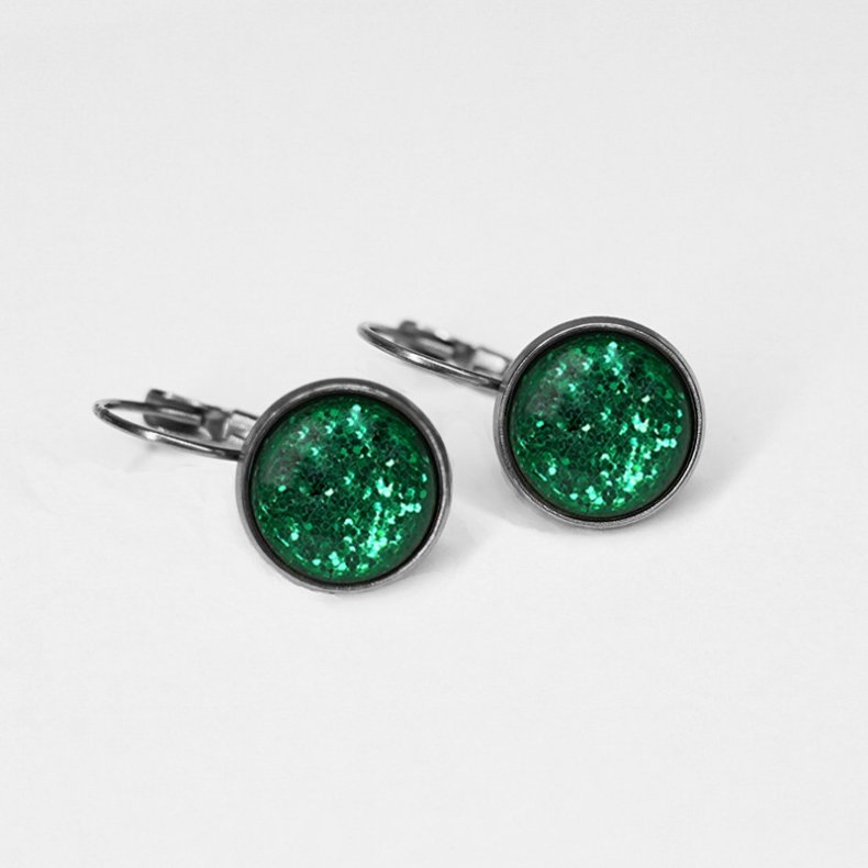 UrbanHippies - �reringe  Dots - Emerald Glitter / S�lv