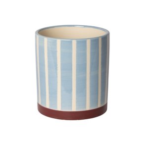 Urtepotte - Linjer - Bl� & hvid