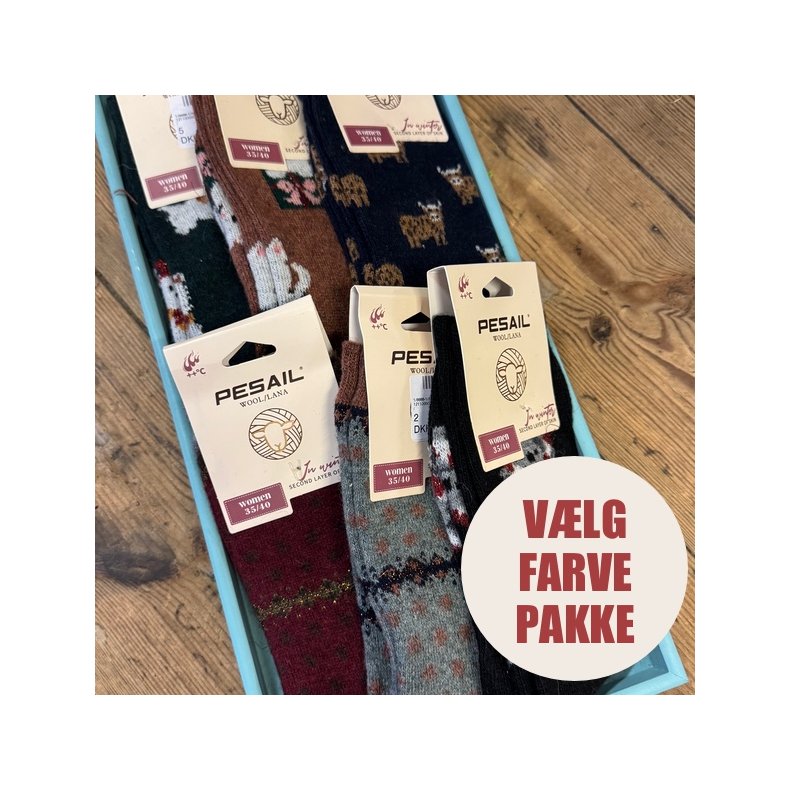 3 Par Uld sokker str. 40-46 - Vlg Farve