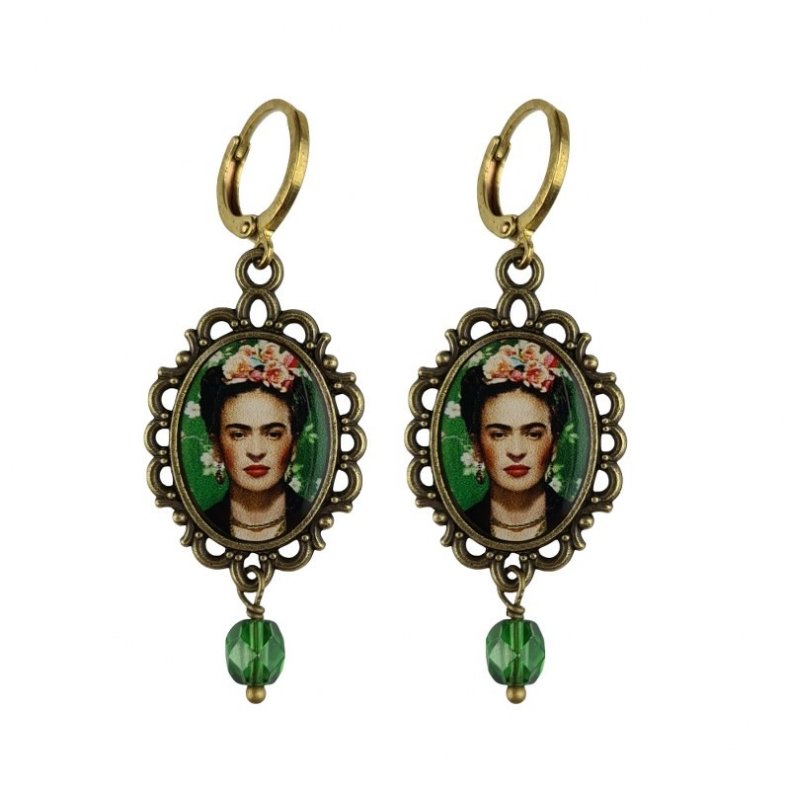 Frida Kahlo - Med dr�be - Bronze / Gr�n 