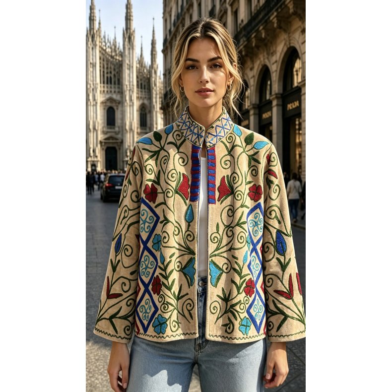 Suzani-broderier - Jakke Camel
