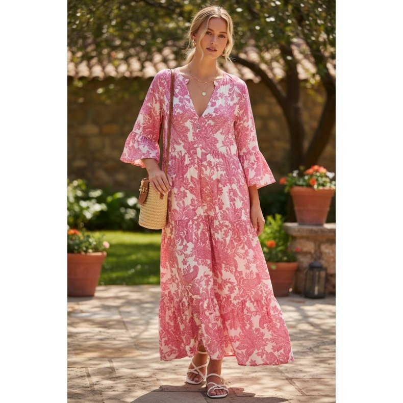 Penny - Pink-off-white - Kjole