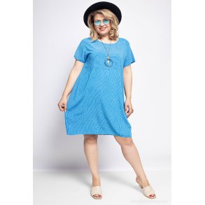 Stribet Ketty Kjole - Royal blue