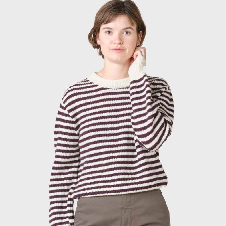 Klitmller Collective - Gunilla Stribet striktrje - Burgundy