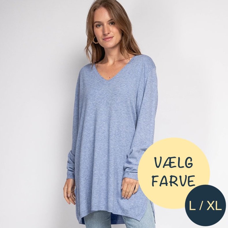 V-hals Sweater - Large/XL - Vlg Farve