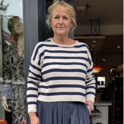 Grobund - Laura Uld/bomuld Strik - Striber