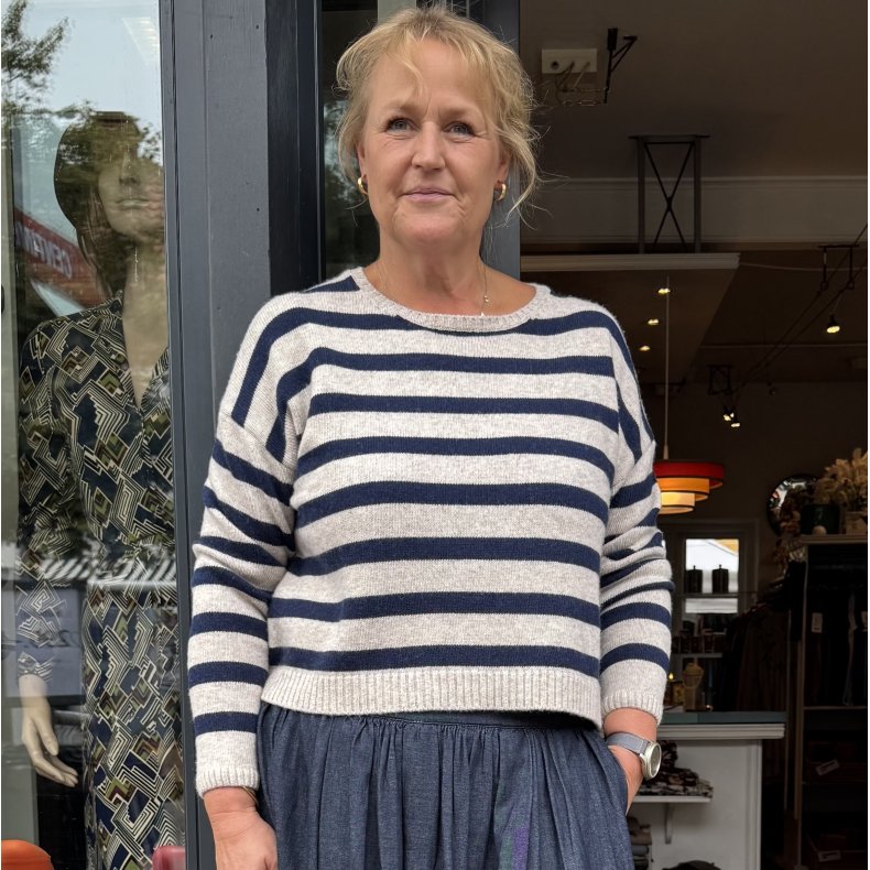 Grobund - Laura Uld/bomuld Strik - Striber
