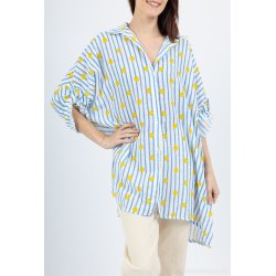 Skjorte Strib og Blomst Vlg farve