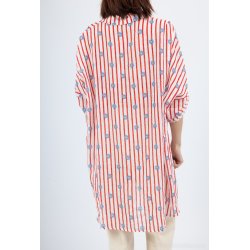 Skjorte Strib og Blomst Vlg farve