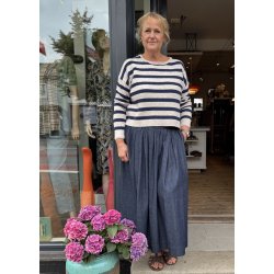 Grobund - Laura Uld/bomuld Strik - Striber