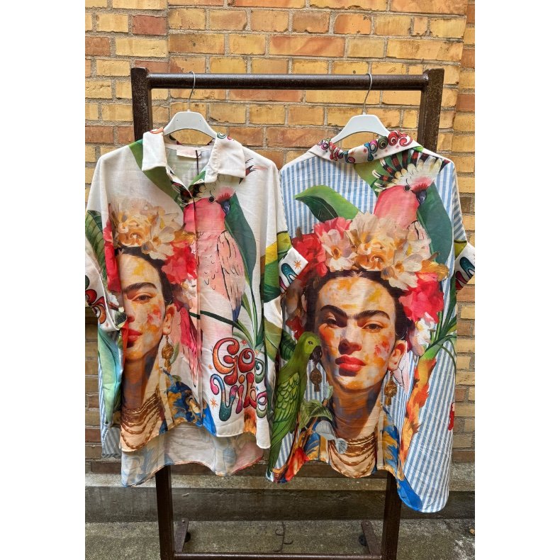 Oversize Skjorte - Frida - Lys bl� striber