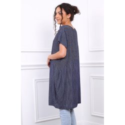 Stribet Ketty Kjole - Navy