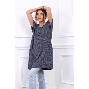 Stribet Ketty Kjole - Navy
