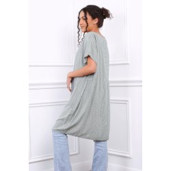 Stribet Ketty Kjole - Oliven