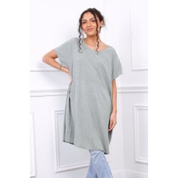 Stribet Ketty Kjole - Oliven