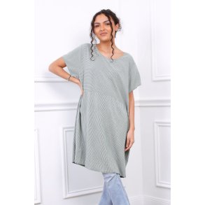 Stribet Ketty Kjole - Oliven