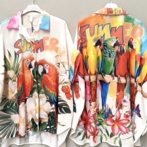 Oversize Skjorte - Summer og Papeg�je 