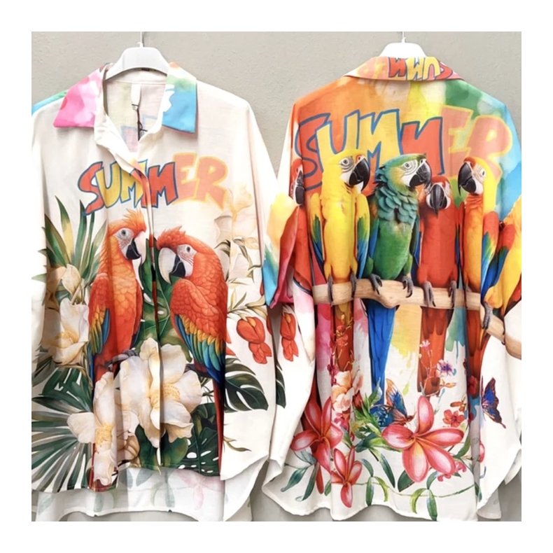 Oversize Skjorte - Summer og Papeg�je 