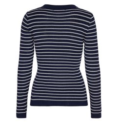 Grobund - Hanna rib bluse - Mrkebl med striber