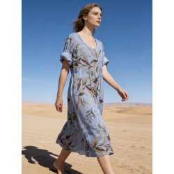 Denim blue H�rkjole Blomster
