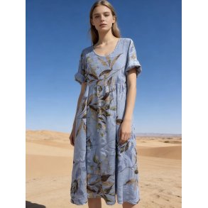 Denim blue H�rkjole Blomster
