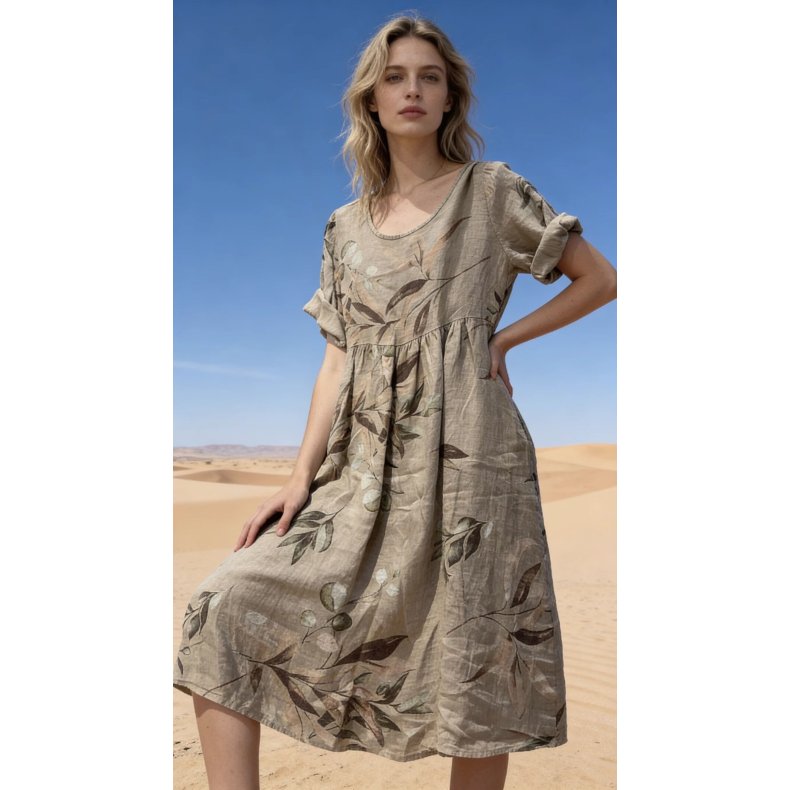 Taupe H�rkjole Blomster