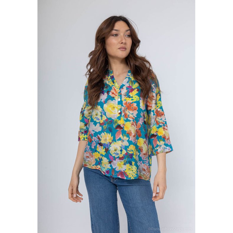 Blomster bluse - 3/4 rme