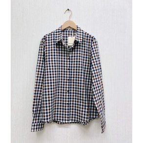 Bomulds skjorte - Brun/Navy tern