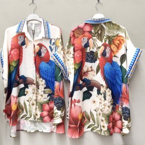 Oversize Skjorte - Papegjer