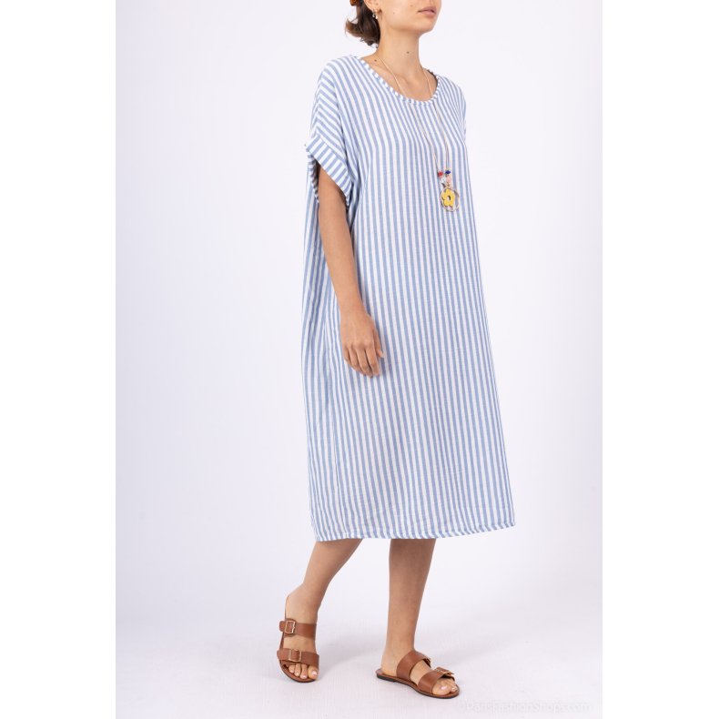 Stribet kjole - Denim Bl