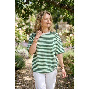 Oversize T-shirt - Striber - Gr�n