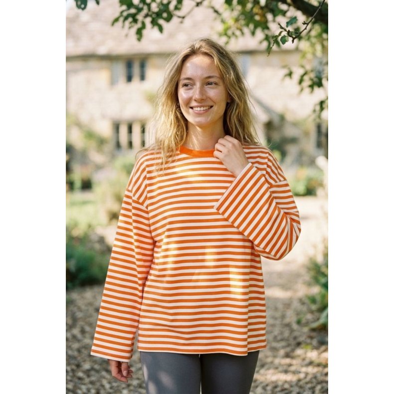 Oversize Stribet bluse - Orange