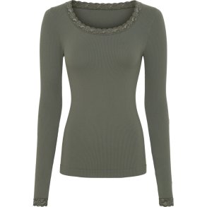 Tim & Simonsen - Frida Long Sleeve Rib Top - Oliven