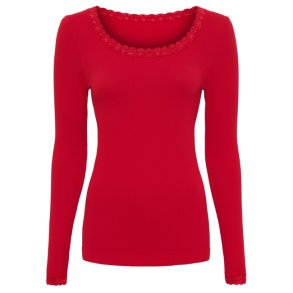 Tim & Simonsen - Frida Long Sleeve Rib Top - Rosso