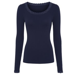 Tim & Simonsen - Frida Long Sleeve Rib Top - Blue