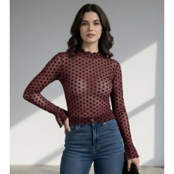 Mesh Top - Polka Prikker - Burgundy