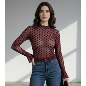 Mesh Top - Polka Prikker - Burgundy