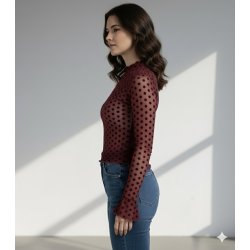 Mesh Top - Polka Prikker - Burgundy