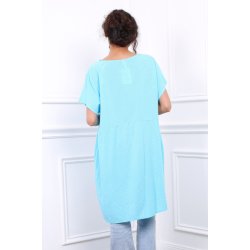 Stribet Ketty Kjole - Turkis